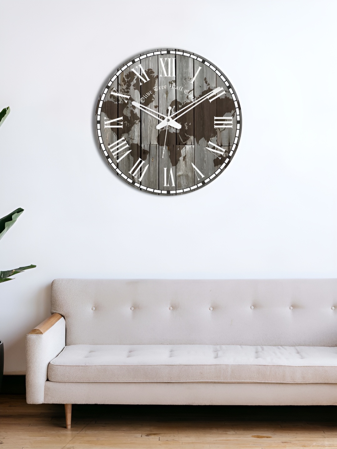 

OLIVE TREE Brown & White Printed Round Contemporary Wall Clock
