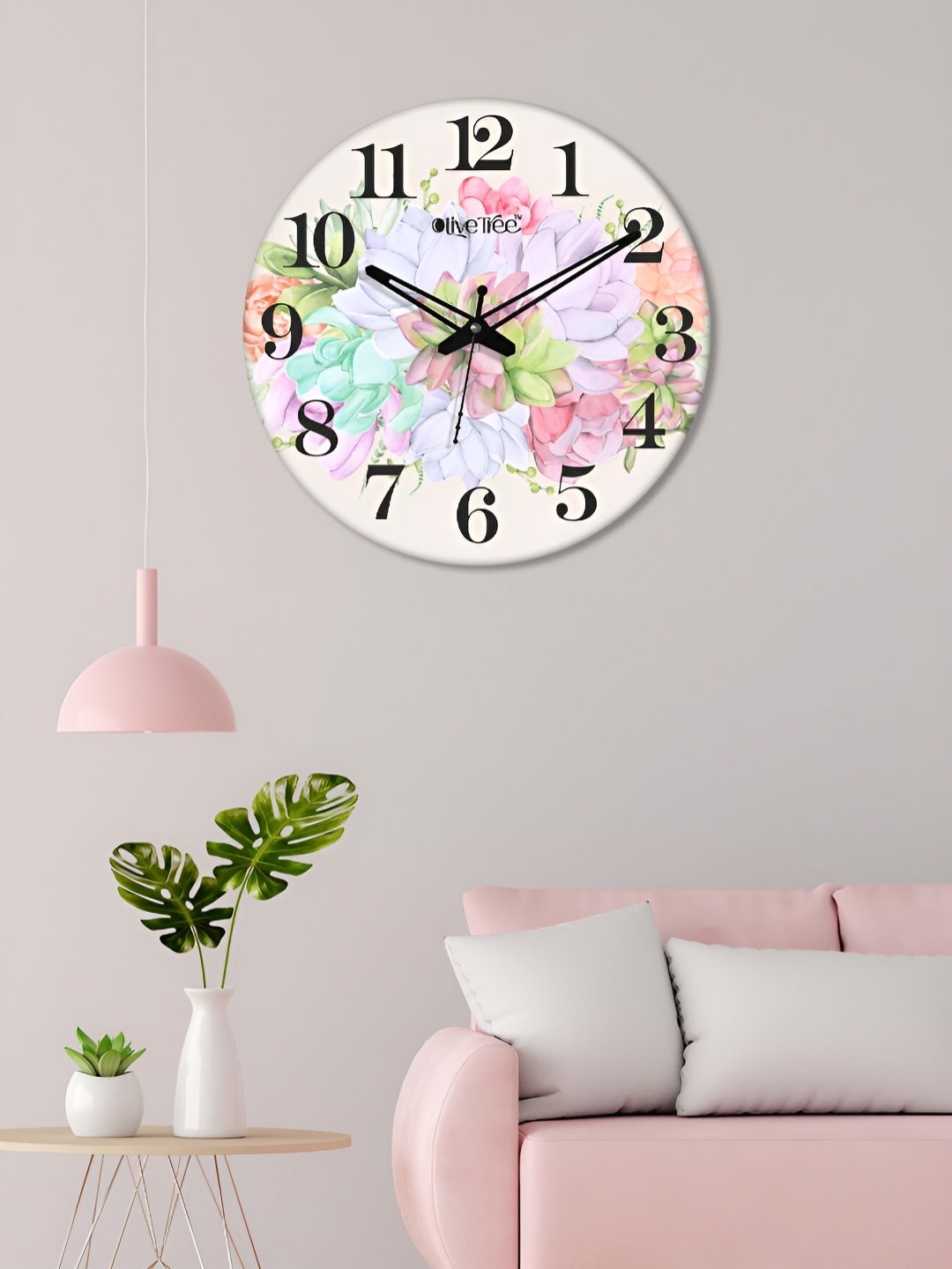

OLIVE TREE Beige & Pink Printed Round Contemporary Wall Clock