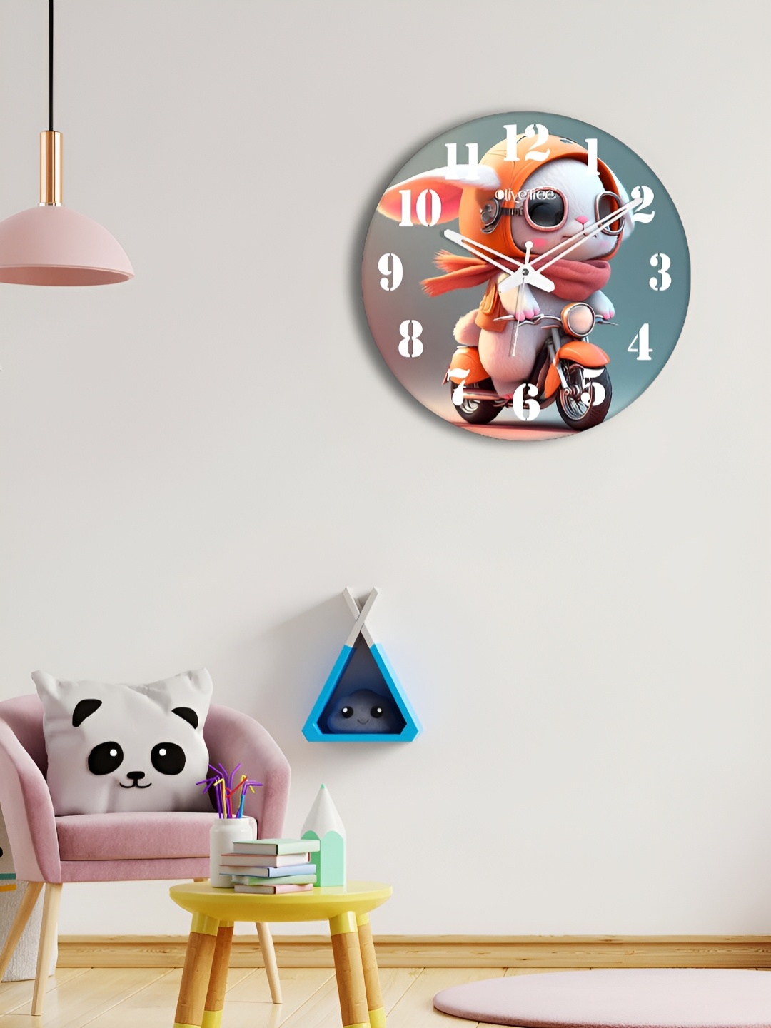 

OLIVE TREE Blue & Orange Printed Round Contemporary Wall Clock