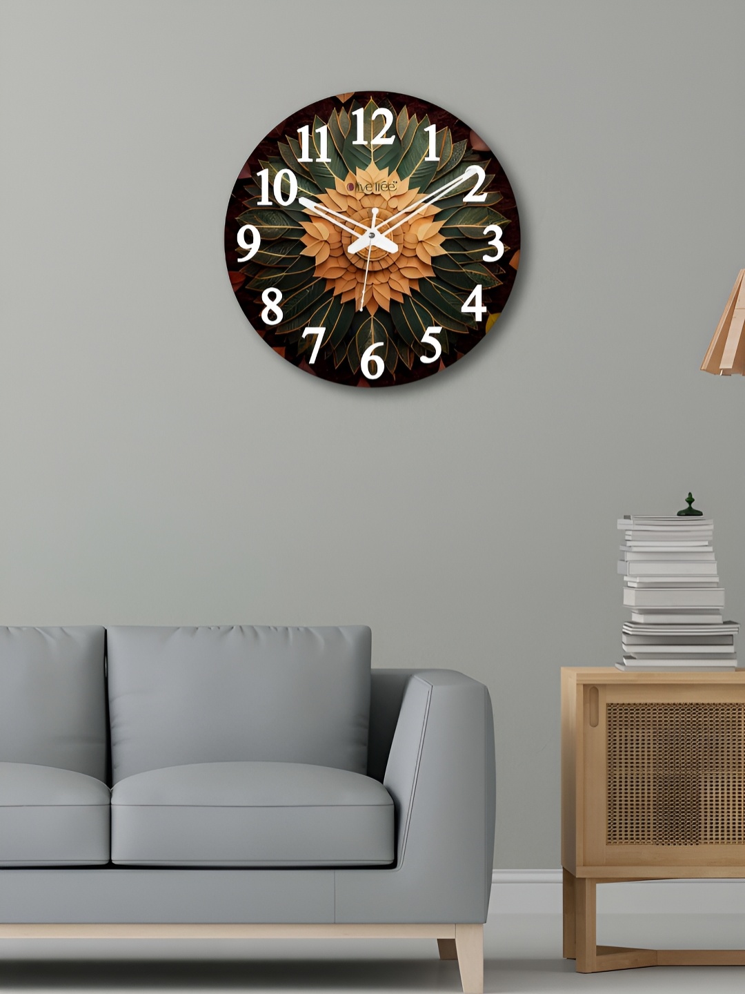 

OLIVE TREE Green & White Printed Round Contemporary Wall Clock