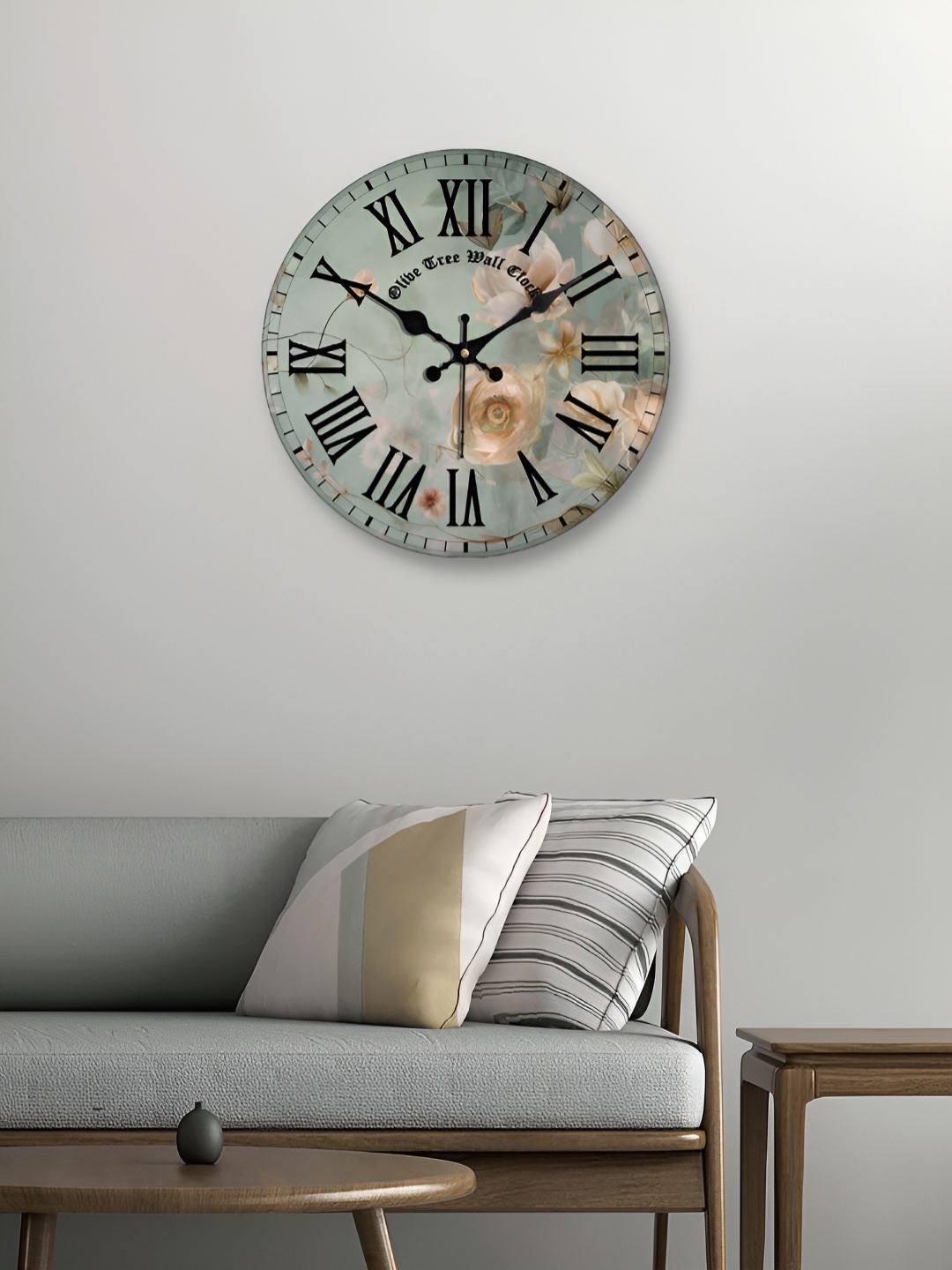 

OLIVE TREE Green & Black Printed Round Contemporary Wall Clock