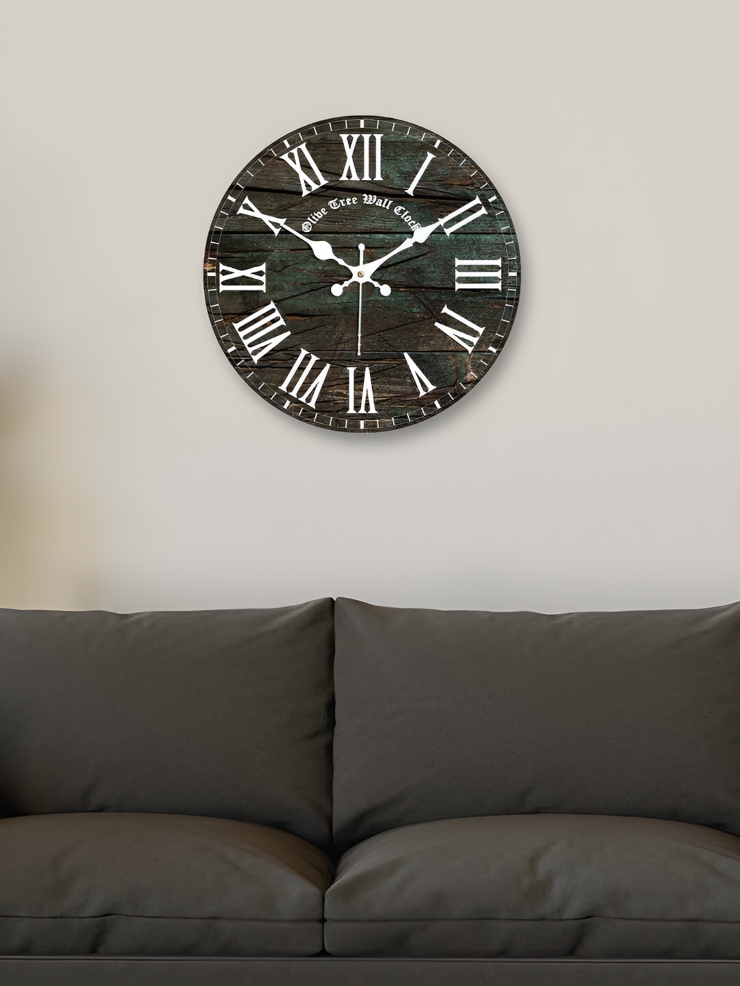 

OLIVE TREE Black & White Printed Round Contemporary Wall Clock