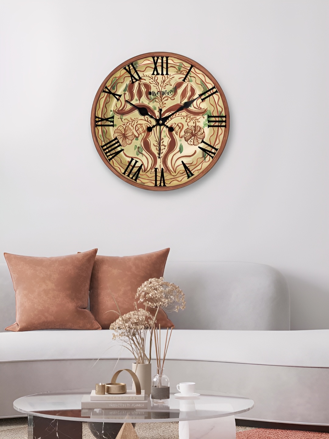 

OLIVE TREE Brown & Black Printed Round Contemporary Wall Clock