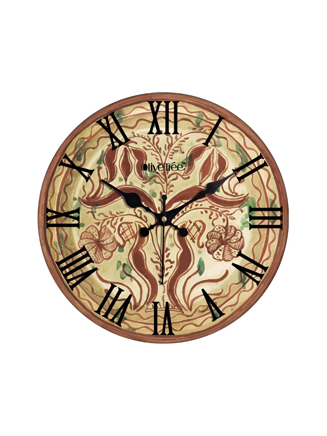 

OLIVE TREE Brown & Black Printed Round Contemporary Wall Clock