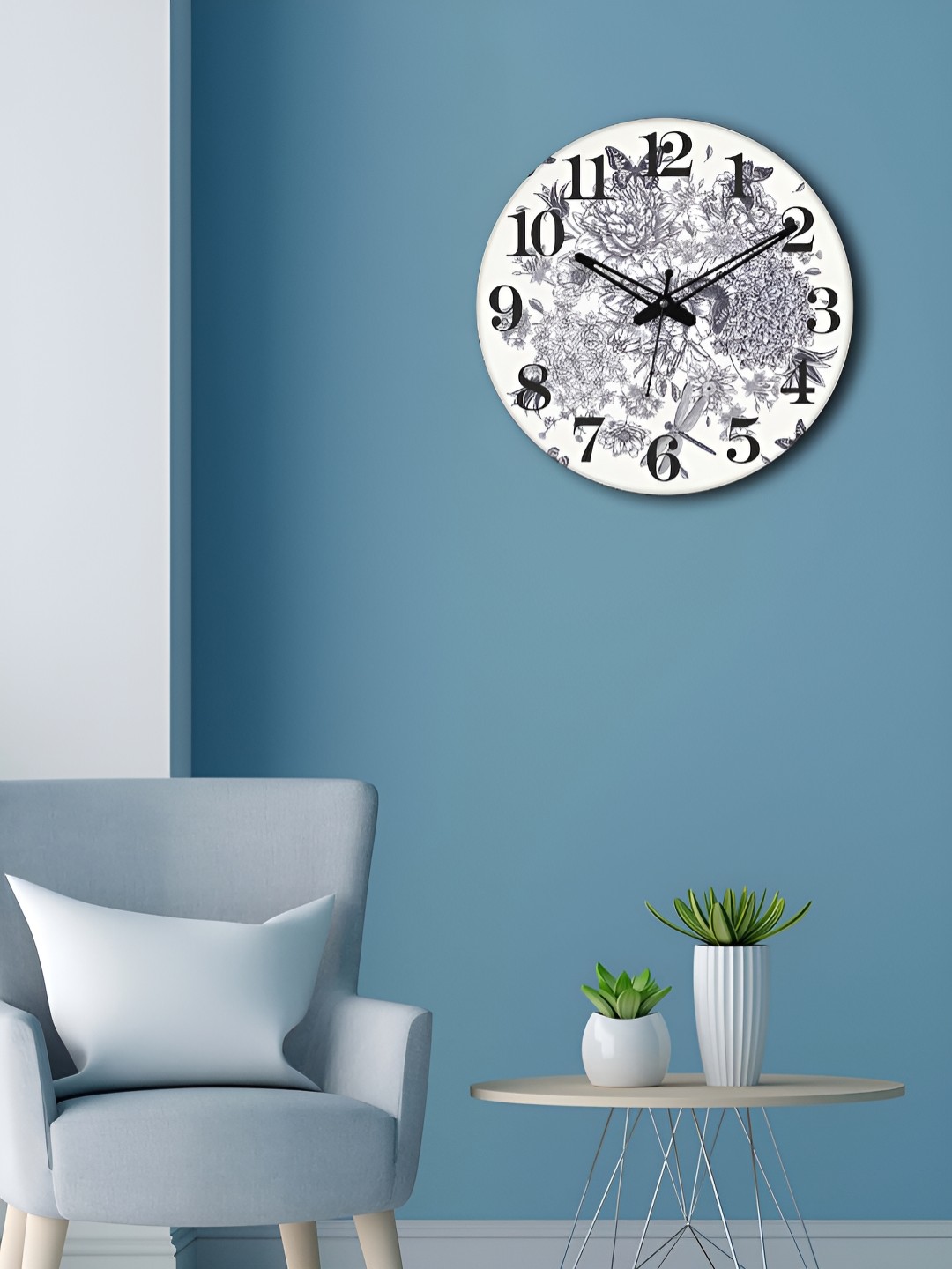 

OLIVE TREE White & Black Printed Round Contemporary Wall Clock