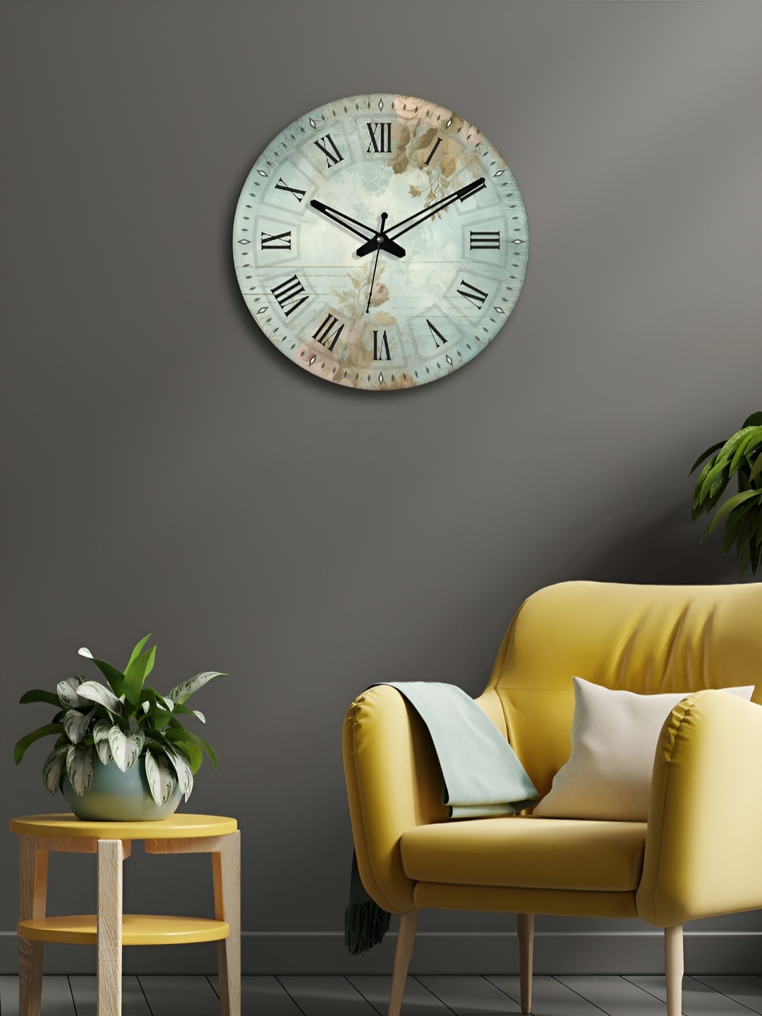 

OLIVE TREE Green & Black Printed Round Contemporary Wall Clock