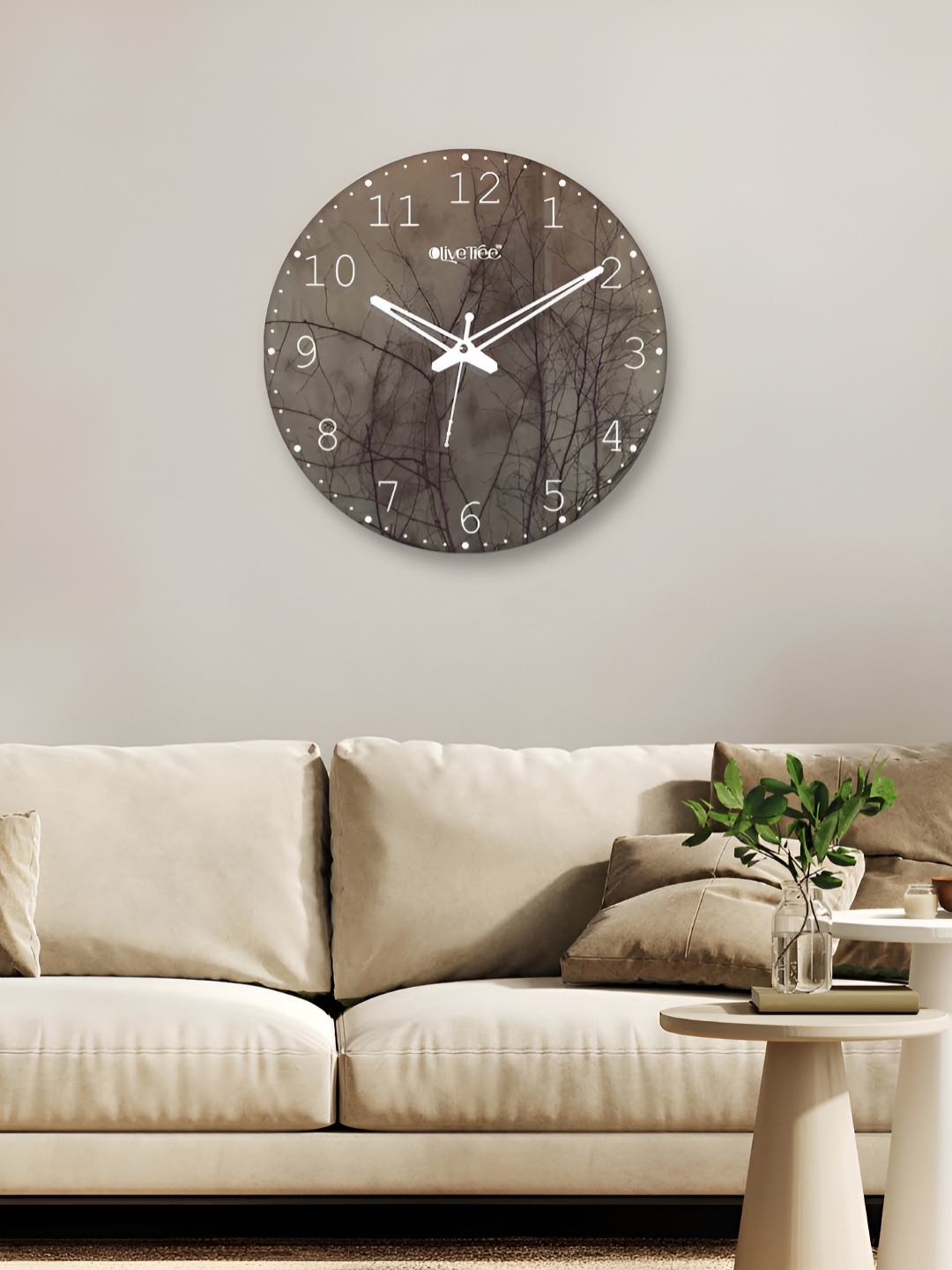 

OLIVE TREE Brown & White Printed Round Contemporary Wall Clock
