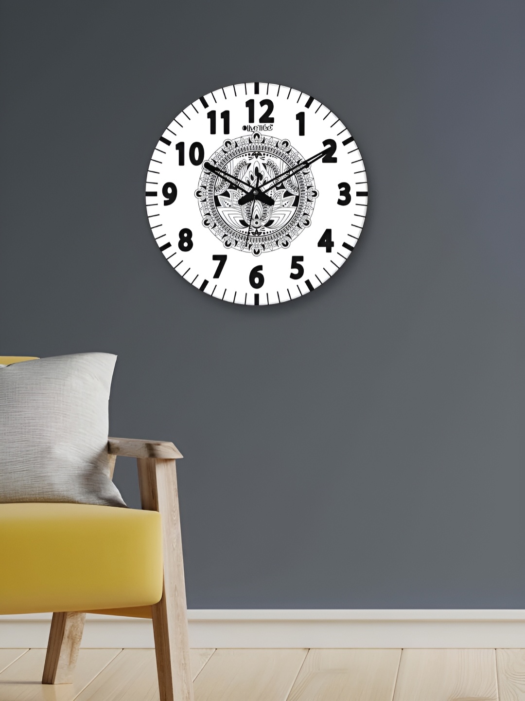 

OLIVE TREE White & Black Printed Round Contemporary Wall Clock