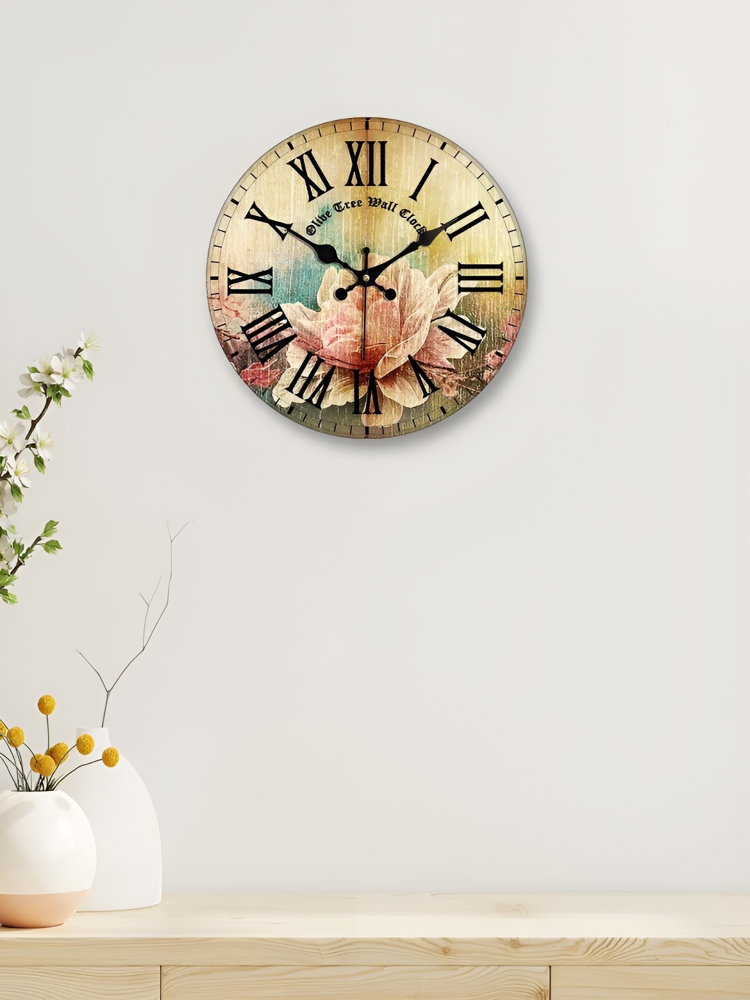 

OLIVE TREE Black & Green Printed Round Contemporary Wall Clock