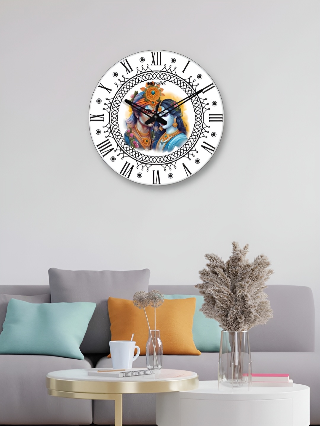 

OLIVE TREE White & Black Printed Round Contemporary Wall Clock