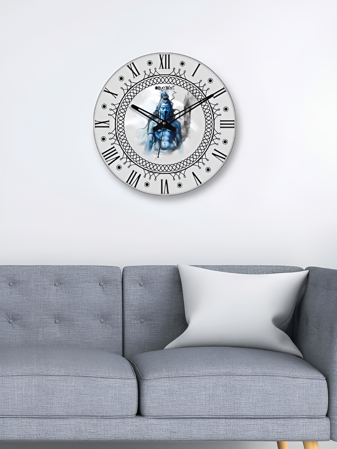 

OLIVE TREE White & Blue Printed Round Contemporary Wall Clock