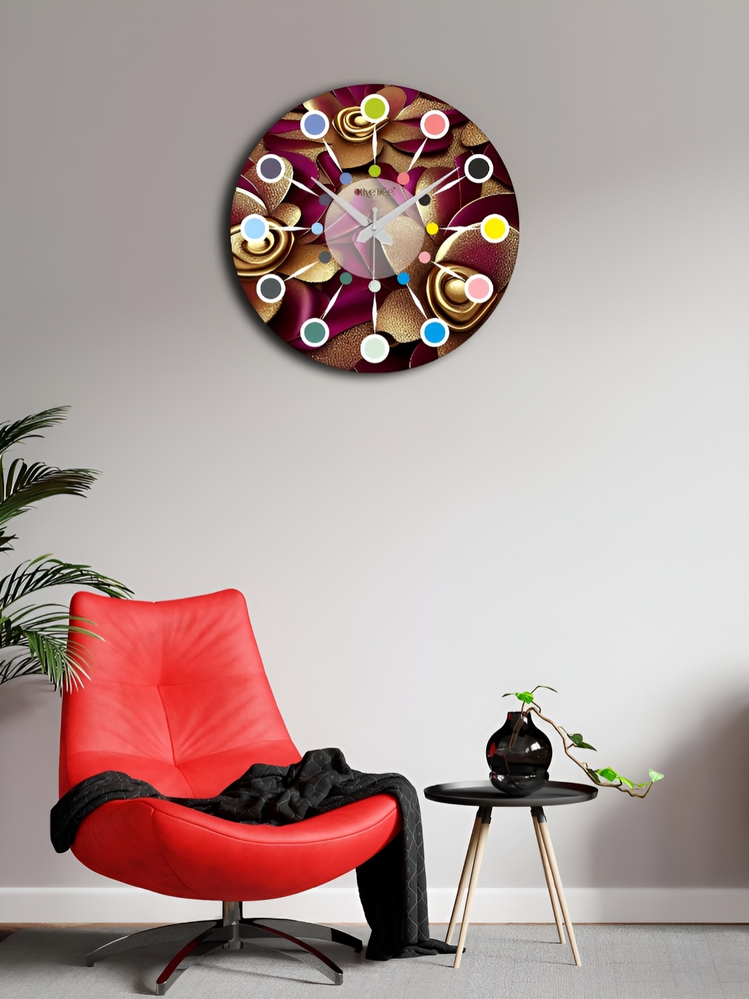 

OLIVE TREE Purple & Blue Printed Round Contemporary Wall Clock
