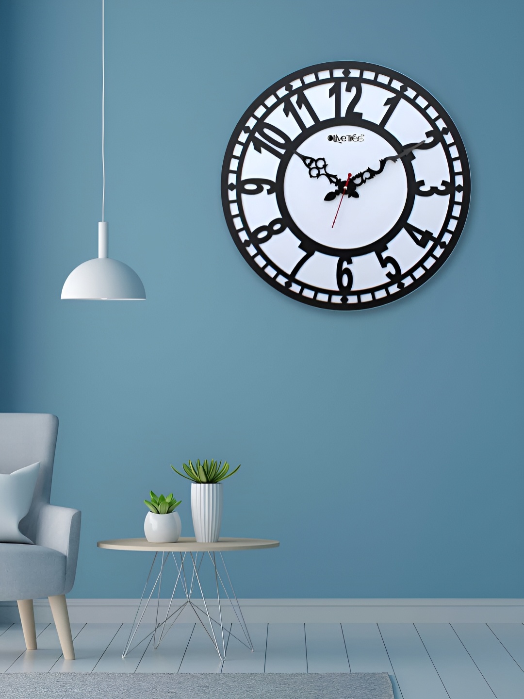 

OLIVE TREE White & Black Contemporary Analogue Wooden Wall Clock