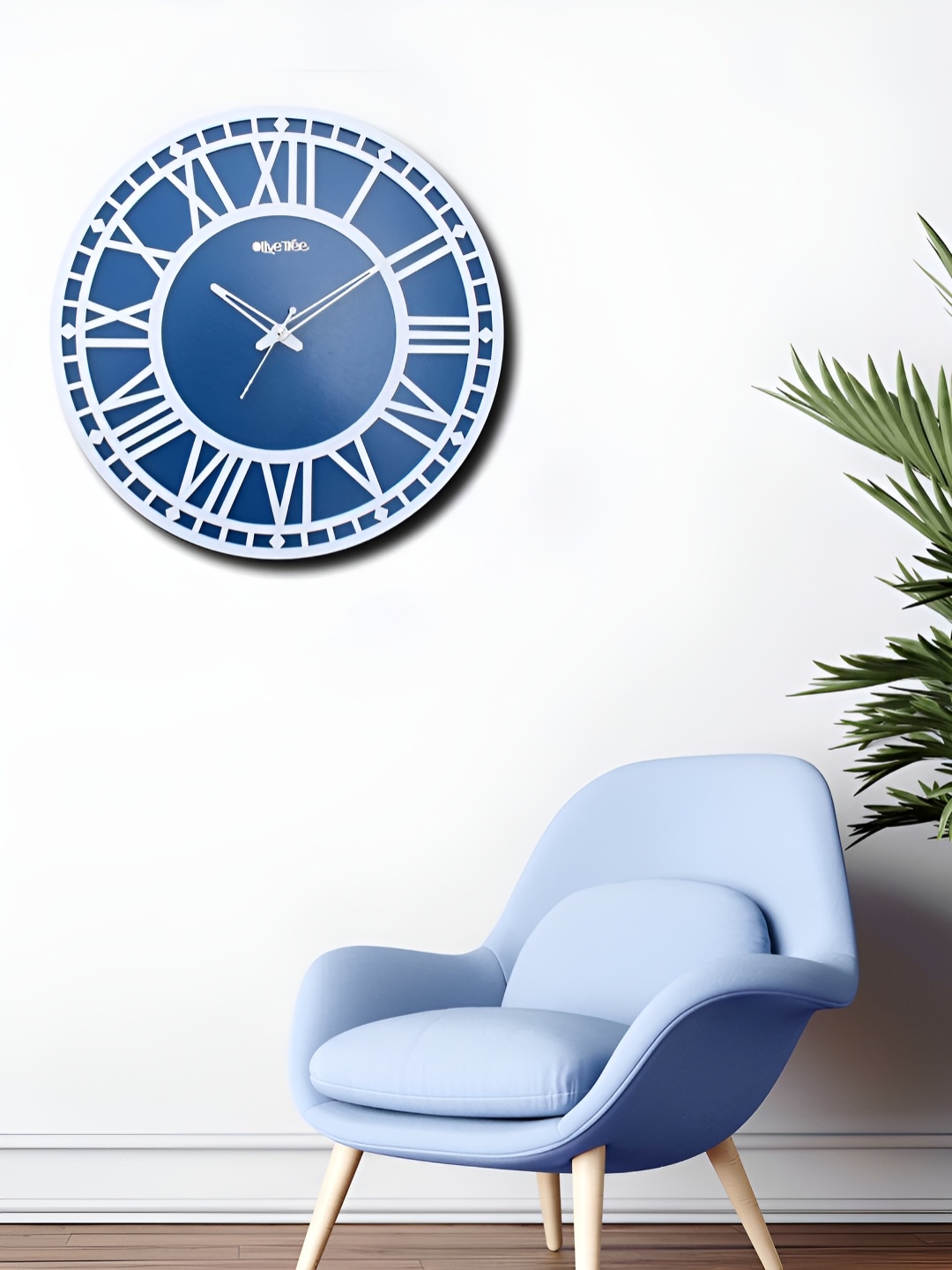 

OLIVE TREE Blue & White Round Contemporary Wall Clock