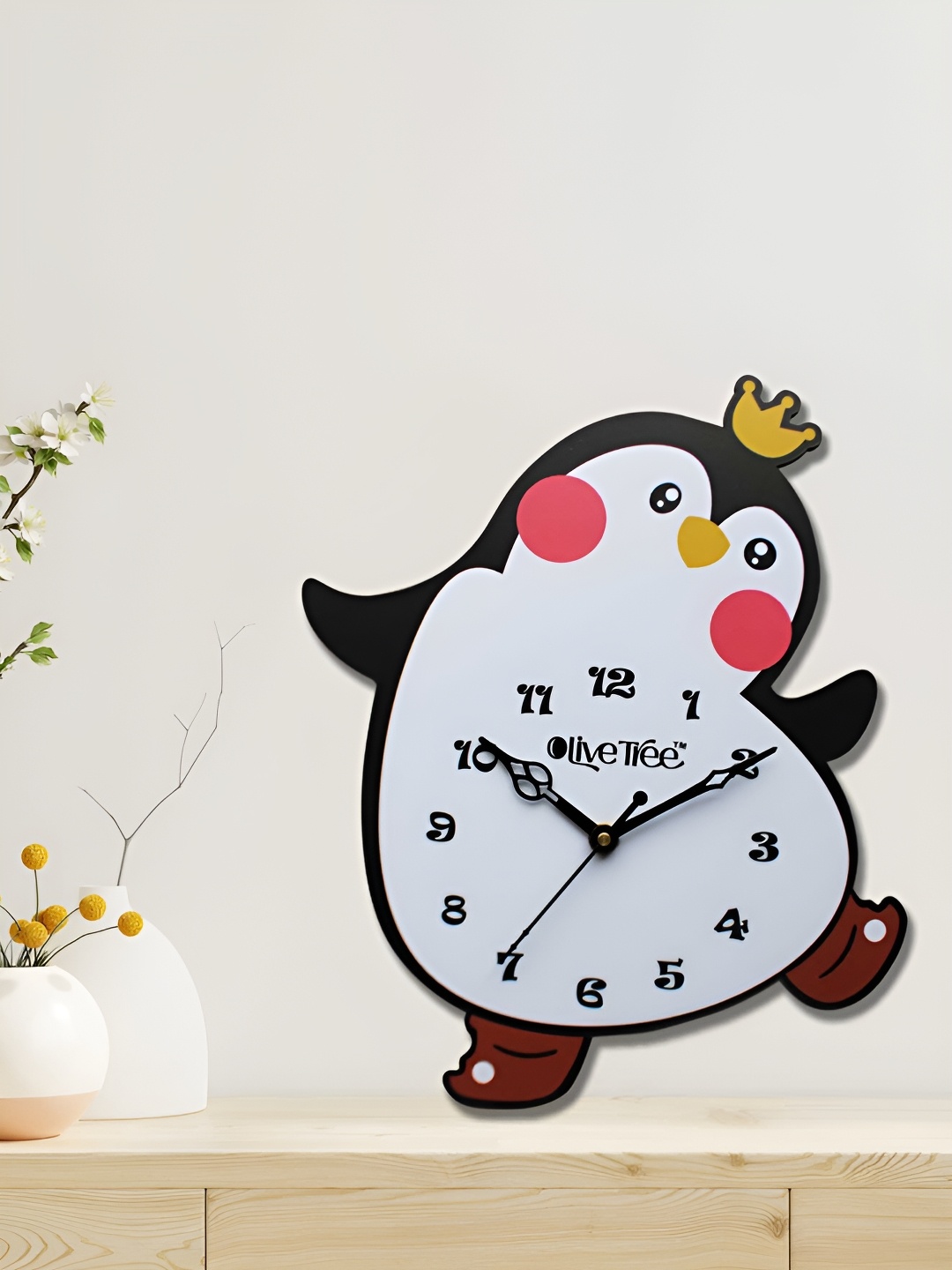

OLIVE TREE White & Black Contemporary Analogue Wooden Wall Clock