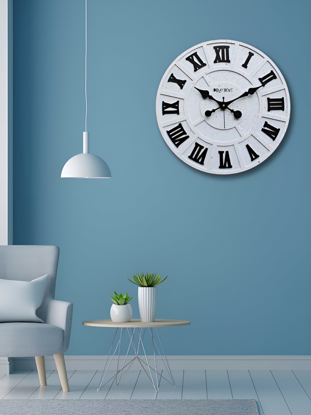 

OLIVE TREE White & Black Contemporary Analogue Wooden Wall Clock