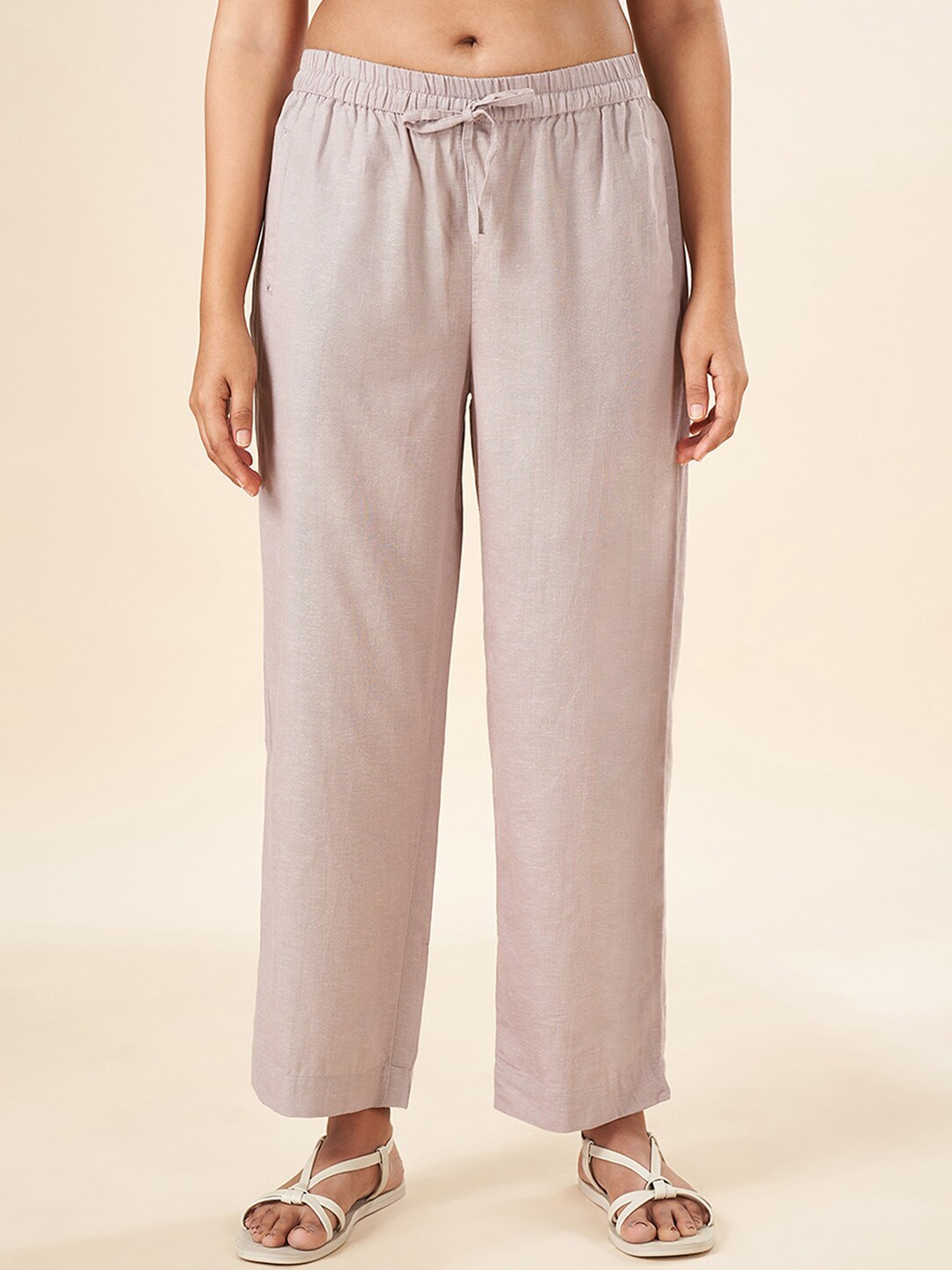 

AKKRITI BY PANTALOONS Women Mid-Rise Parallel Trouser, Beige