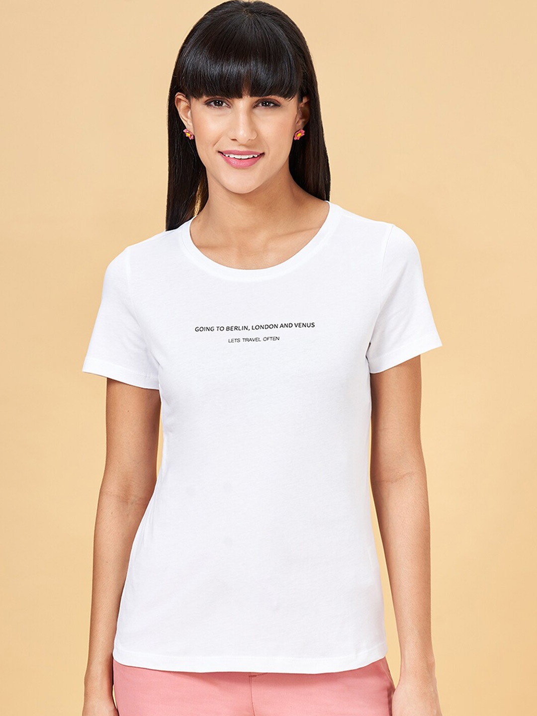 

Honey by Pantaloons Typography Printed Short Sleeves Cotton T-shirt, White