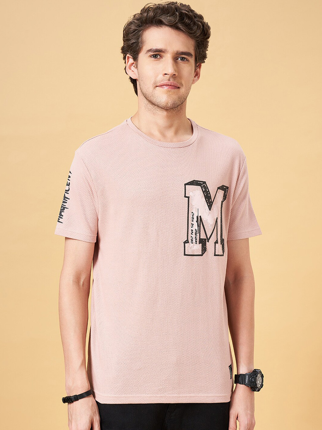 

People Mauve Typography Printed Cotton T-shirt