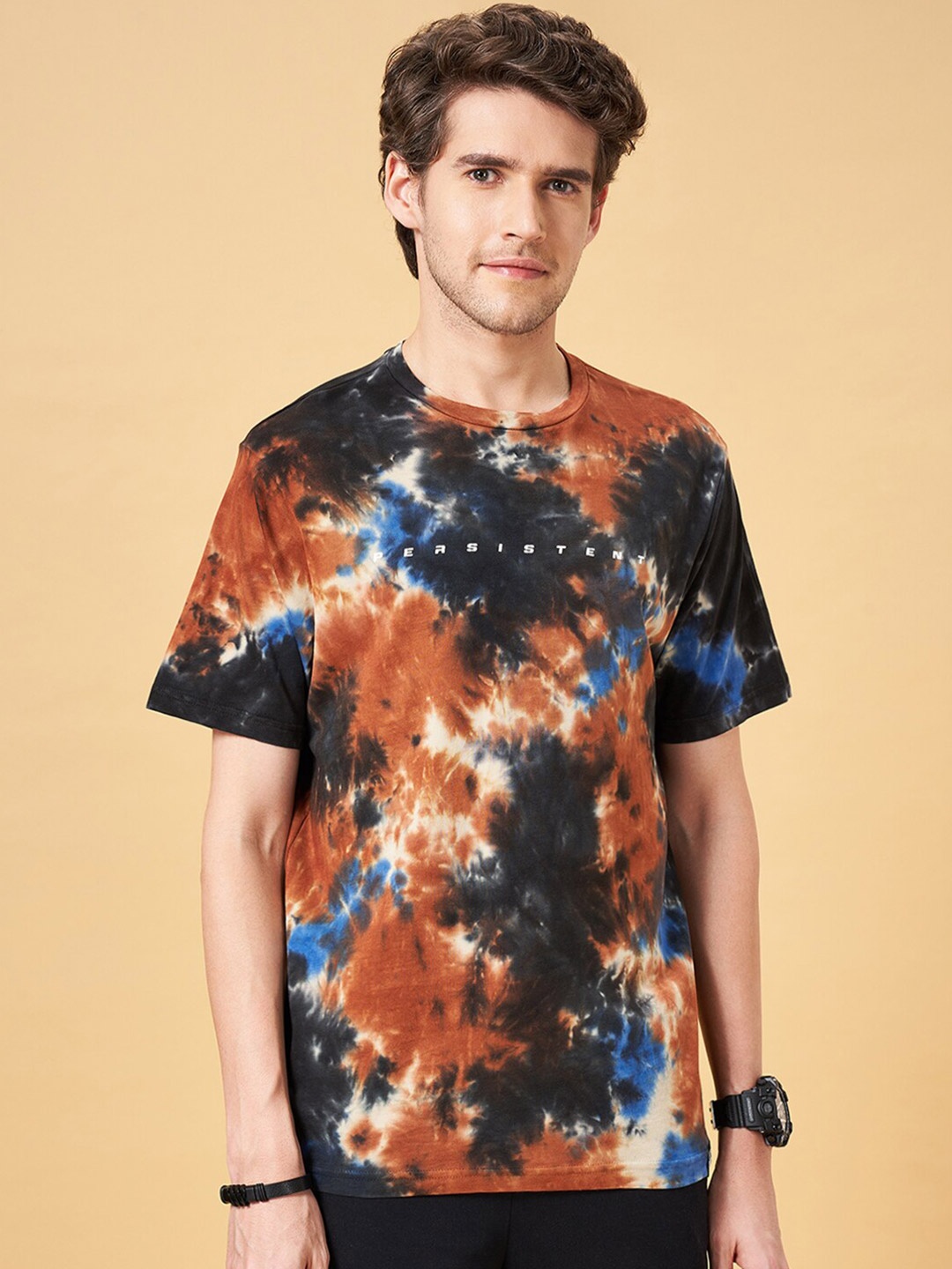 

Street 808 by Pantaloons Tie & Dye Cotton T-Shirt, Tan