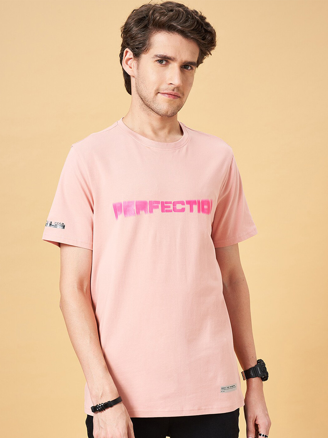 

Street 808 by Pantaloons Typography Printed Round Short Sleeves T-shirt, Pink