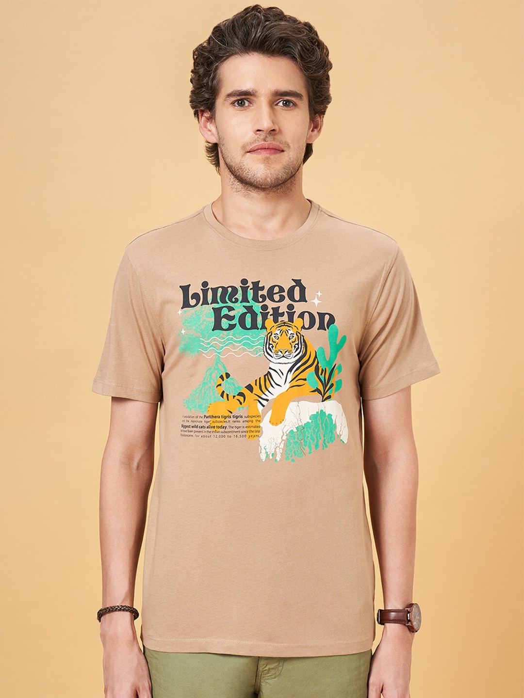 

Urban Ranger by pantaloons Graphic Printed Slim Fit Cotton T-shirt, Yellow