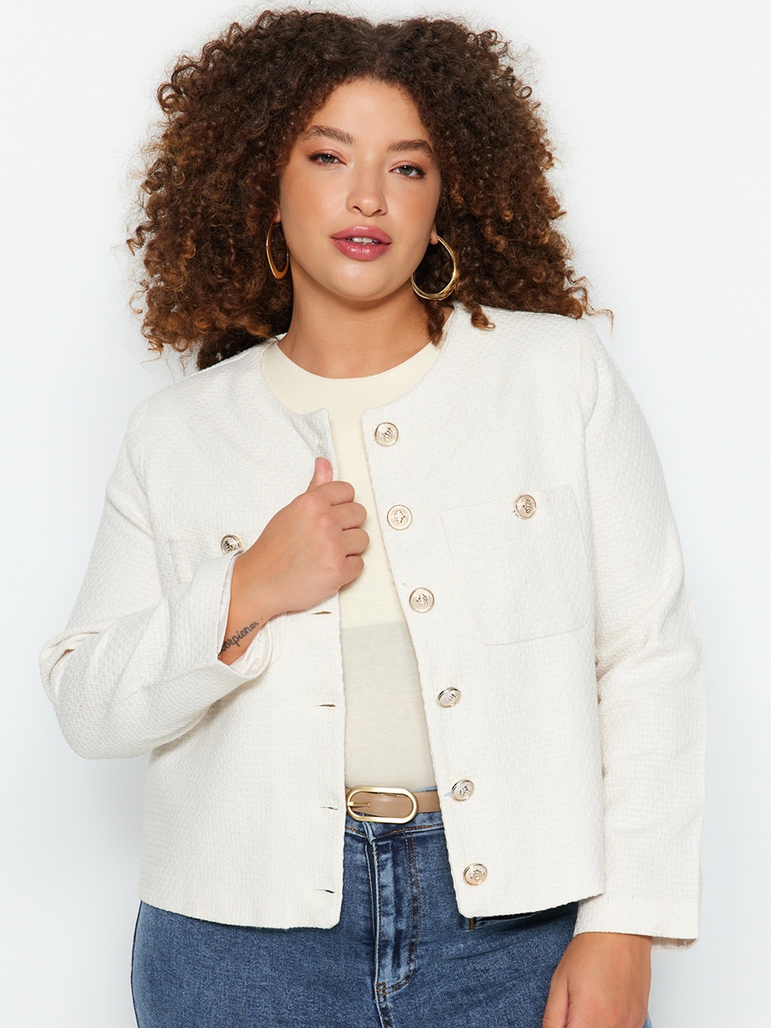 

Trendyol Plus Size Tailored Jacket, Off white