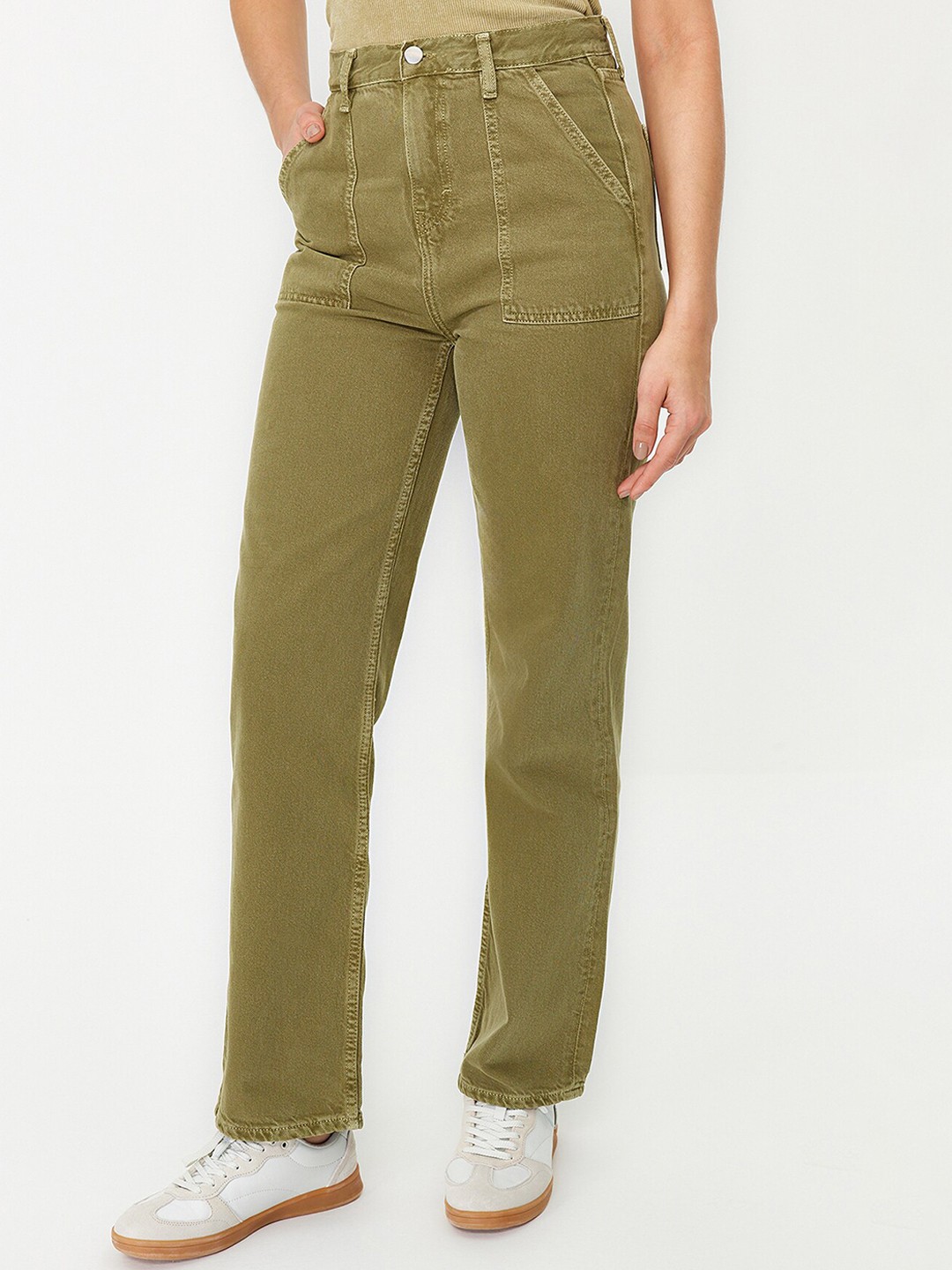 

Trendyol Women Clean Look Pure Cotton Jeans, Green