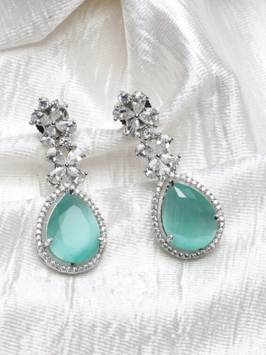 

Maansh Silver-Plated Contemporary Drop Earrings, Turquoise blue