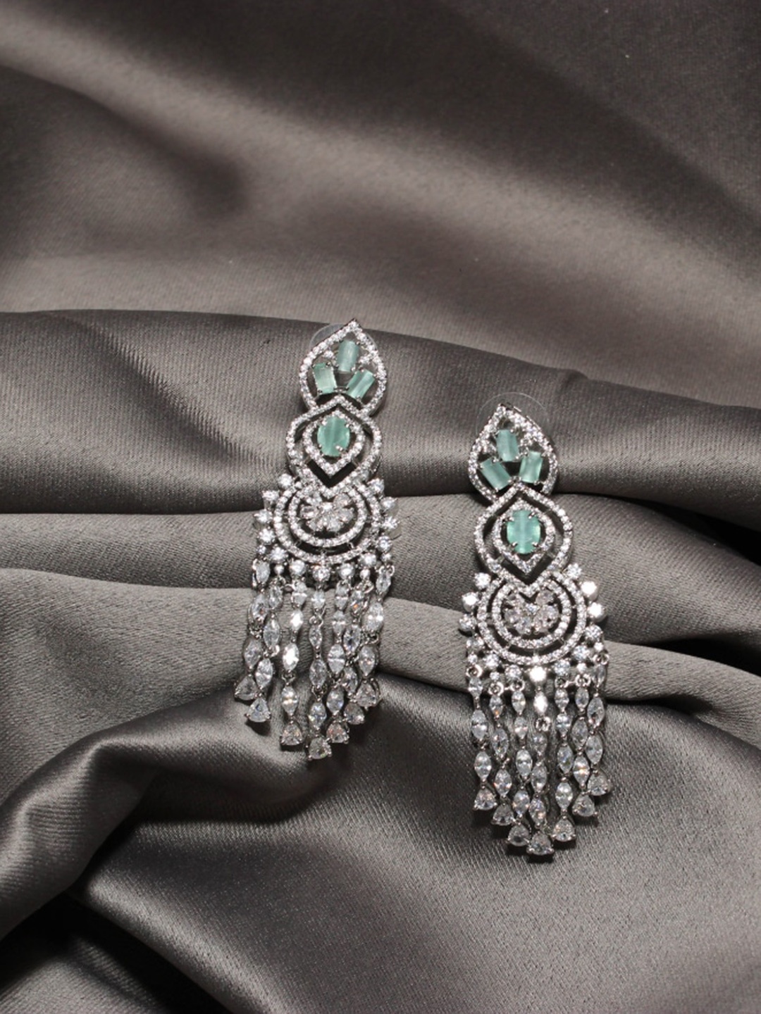 

Maansh Silver-Plated Contemporary Drop Earrings, Turquoise blue