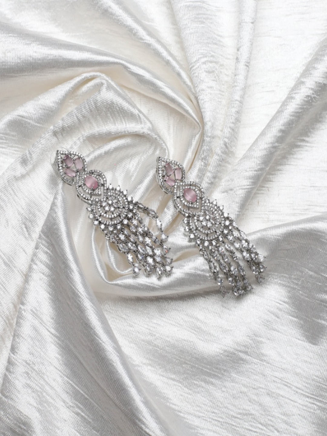 

Maansh Silver-Plated Sterling Silver Contemporary Drop Earrings