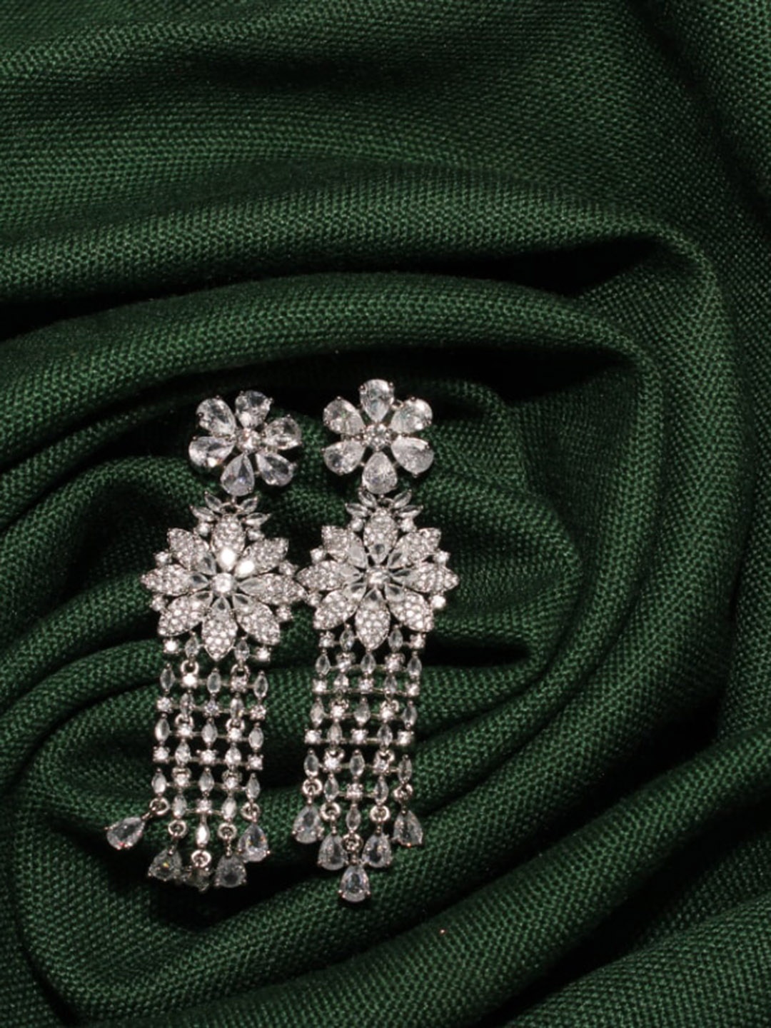 

Maansh Silver-Plated Contemporary Drop Earrings