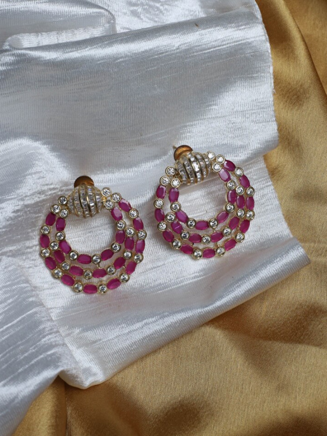 

Maansh Silver-Plated Contemporary Studs Earrings, Burgundy