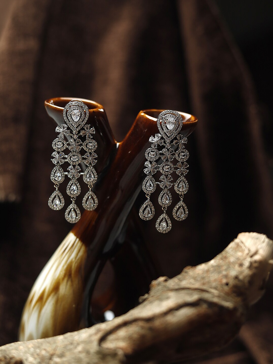 

Maansh Silver-Plated Contemporary Drop Earrings