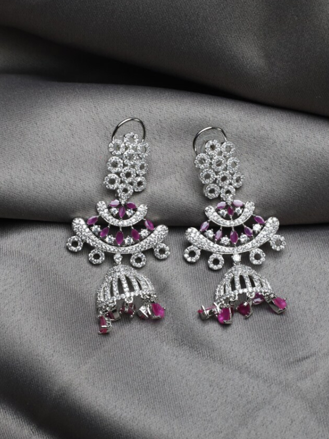 

Maansh Silver-Plated Contemporary Drop Earrings