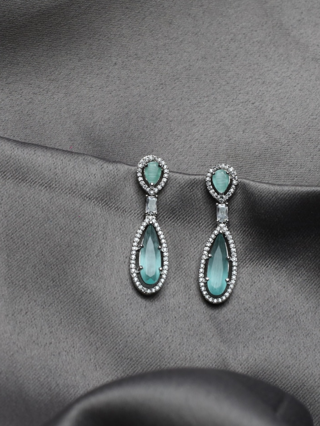 

Maansh Silver-Plated Contemporary Drop Earrings