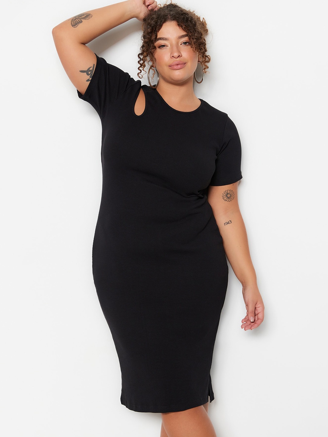 

Trendyol Round Neck Bodycon Dress, Black