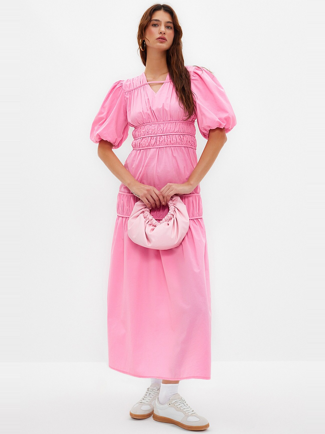 

Trendyol Puff Sleeves Maxi Dress, Pink