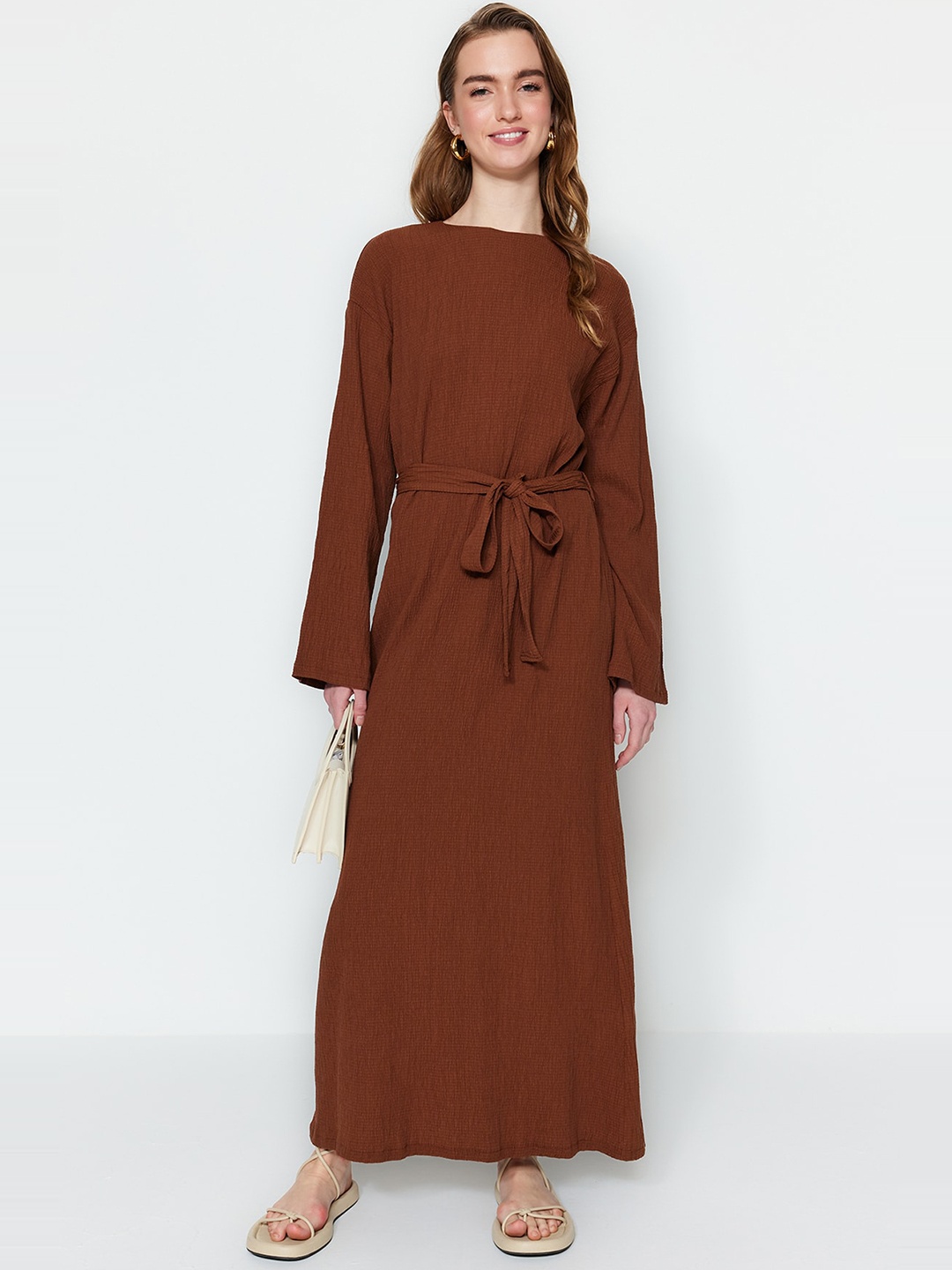 

Trendyol Self Design Maxi Dress, Brown