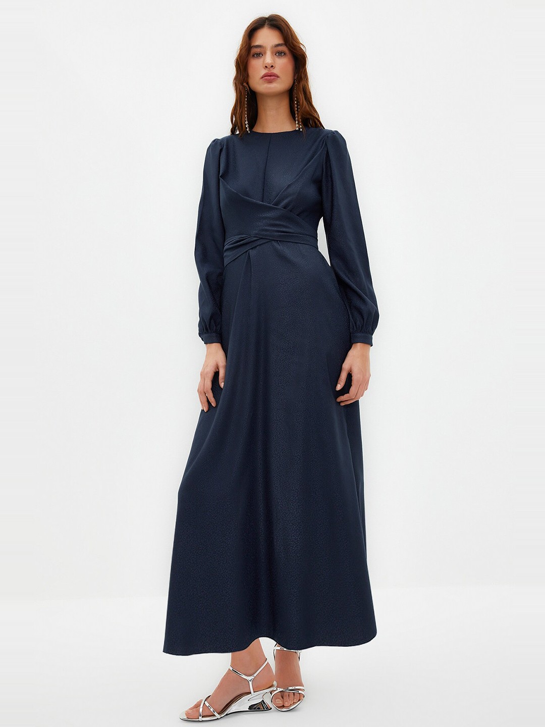 

Trendyol Puff Sleeve Maxi Dress, Navy blue