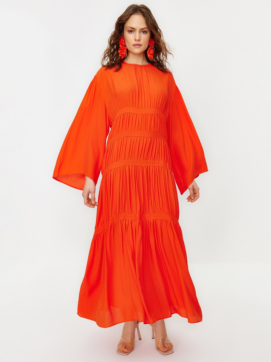 

Trendyol Flared Sleeves Maxi Dress, Orange