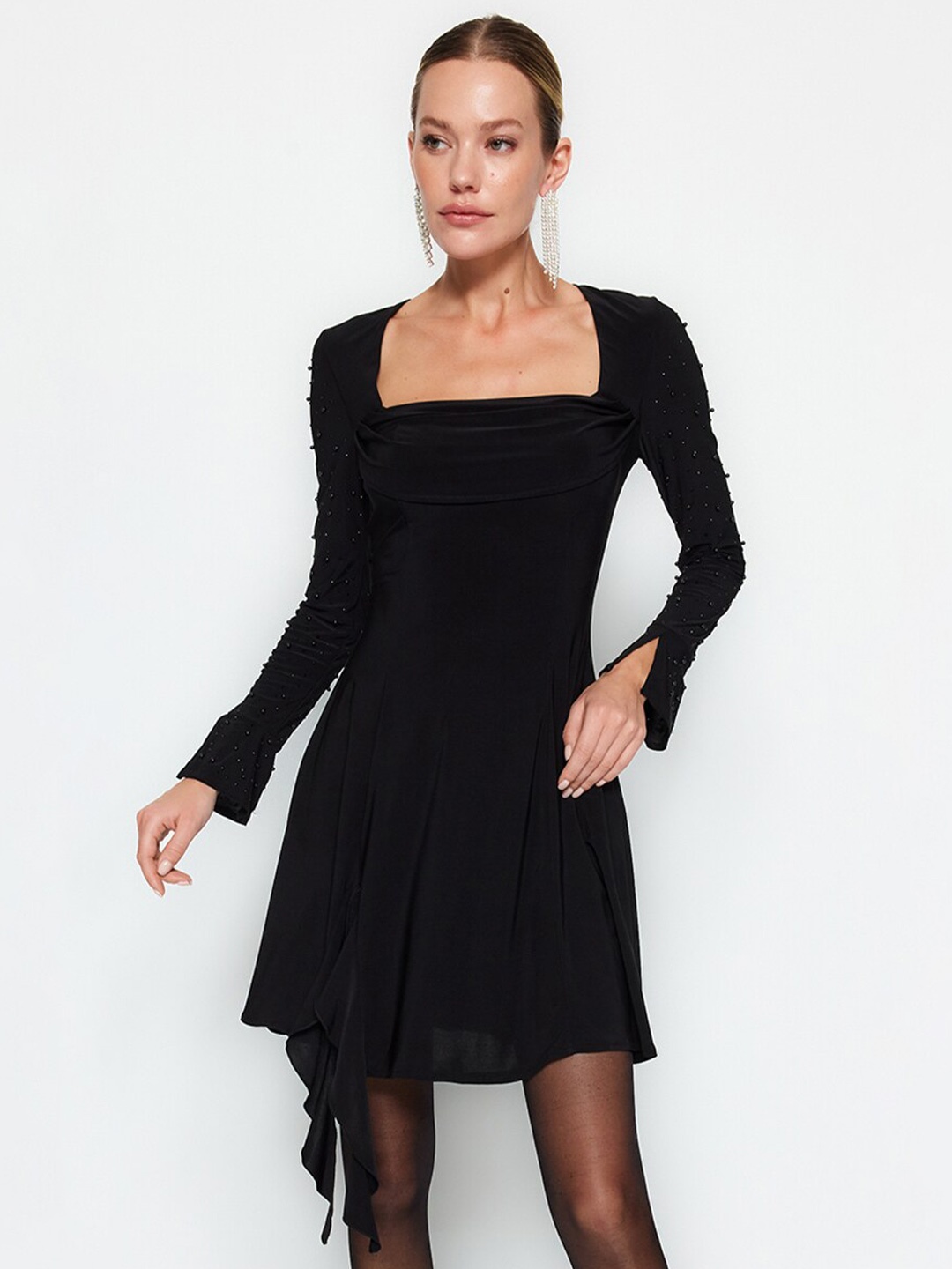 

Trendyol Bell Sleeves Fit & Flare Dress, Black