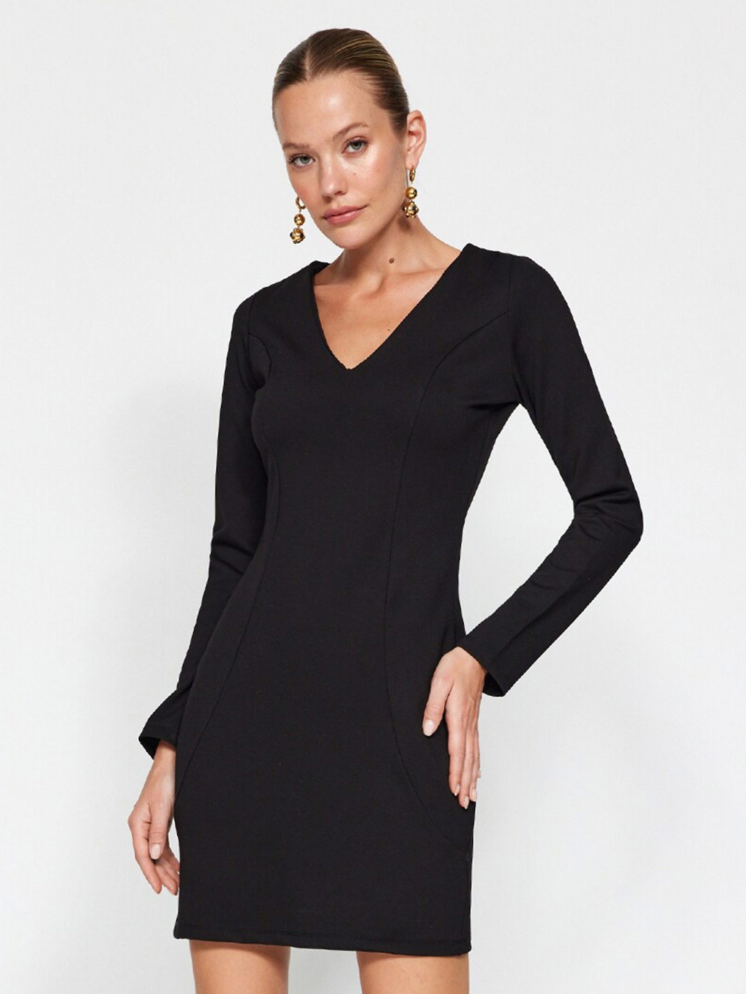 

Trendyol V-Neck Bodycon Mini Dress, Black
