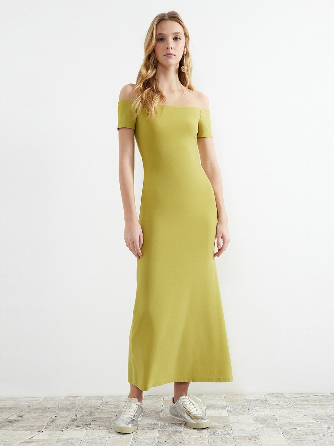 

Trendyol Off-Shoulder Maxi Dress, Green