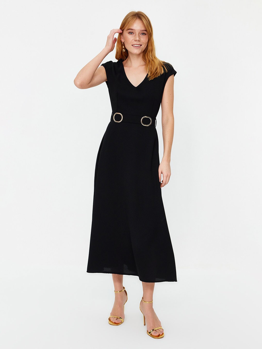 

Trendyol Extended Sleeves Fit & Flare Midi Dress, Black