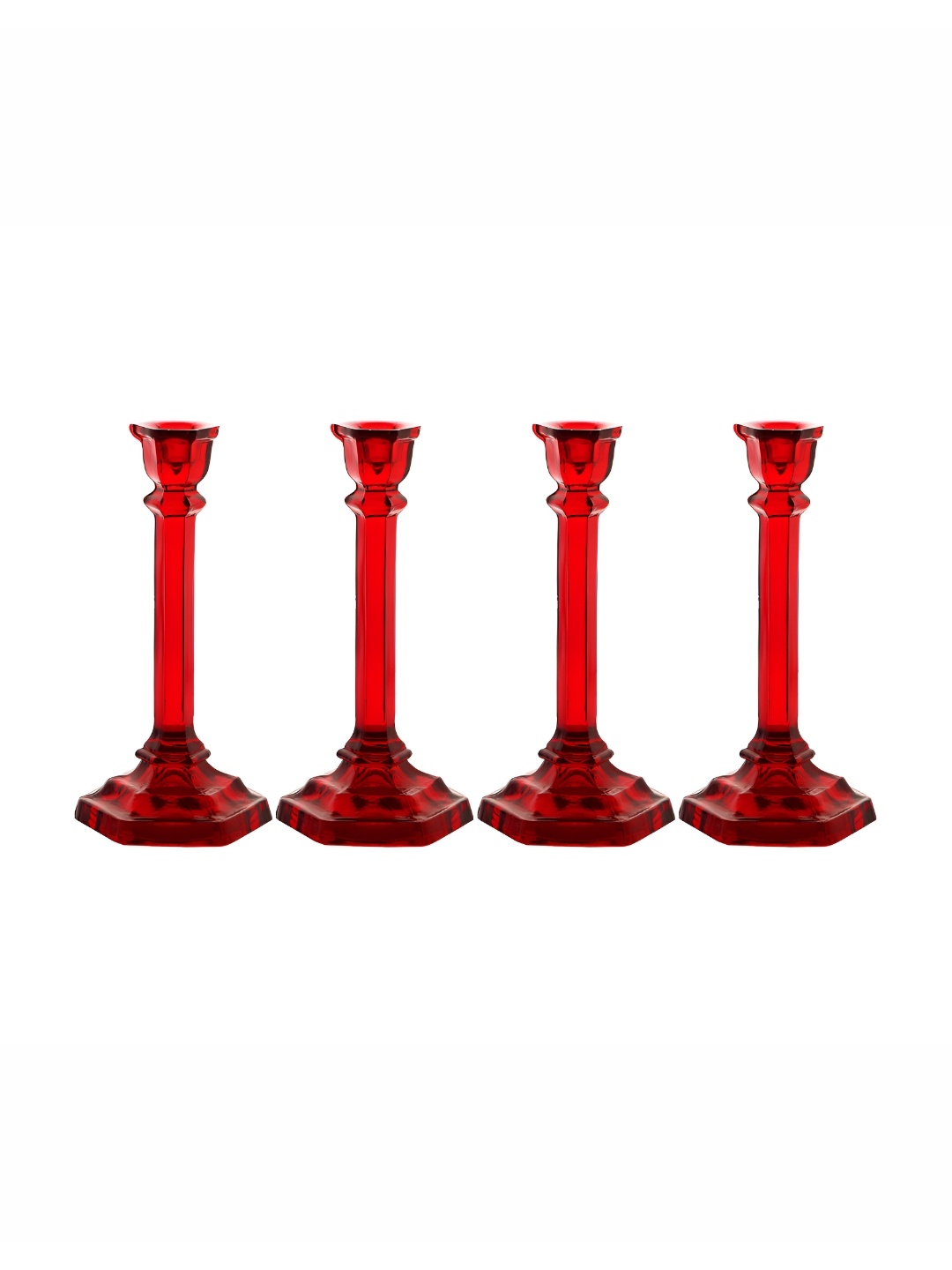 

Clovefry Red 4 Pieces Abstract Shaped Glass Crystal Candle Holder