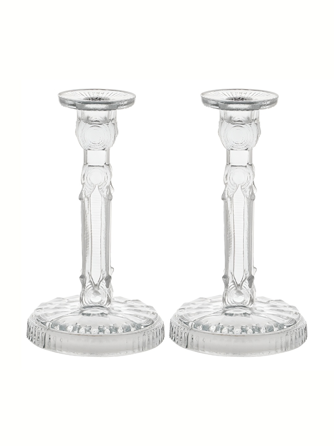 

Clovefry Transparent 2 Pieces Abstract Shaped Glass Crystal Candle Holder