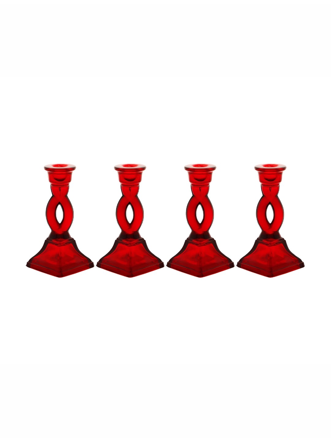 

Clovefry Red 4 Pieces Abstract Shaped Glass Crystal Candle Holder