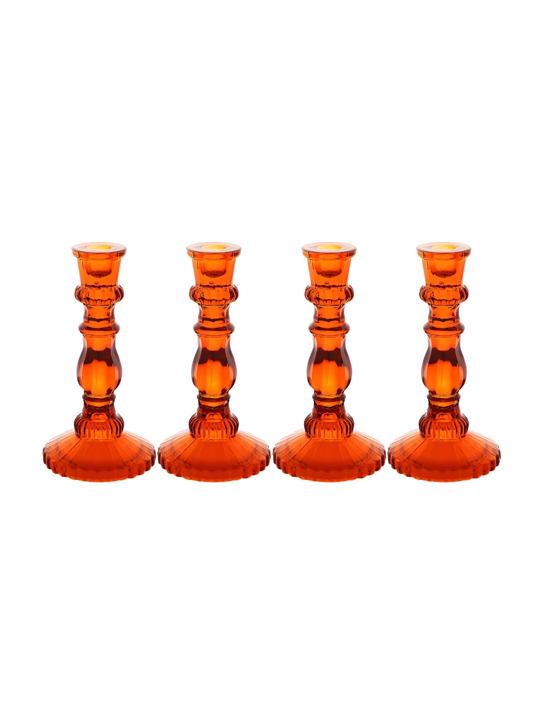 

Clovefry Orange 4 Pieces Glass Candle Holders