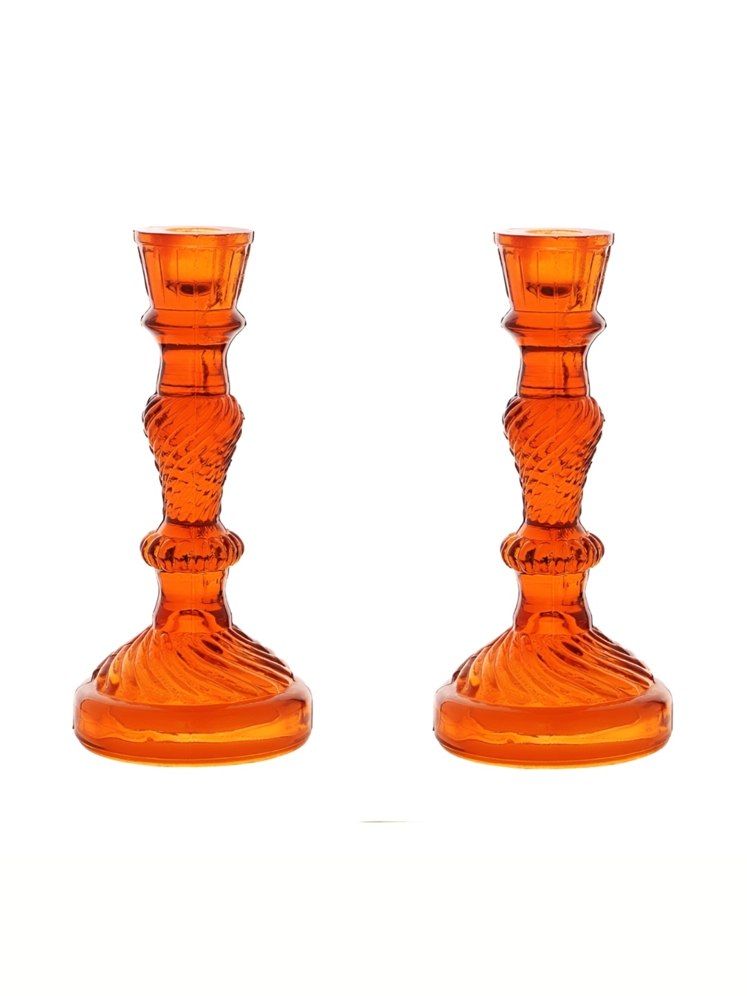 

Clovefry Orange 2 Pieces Glass Candle Holders